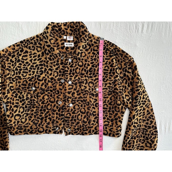 RE DONE cheetah leopard print cropped button front jacket size small - Picture 2 of 10
